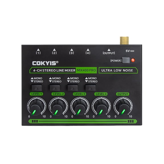 4-Channel Ultra Low Noise Stereo Line Mixer Mini Professional Sound Mixer Mini Mixer Line Mixer for Small Clubs Or Bars ,Easy to Operate