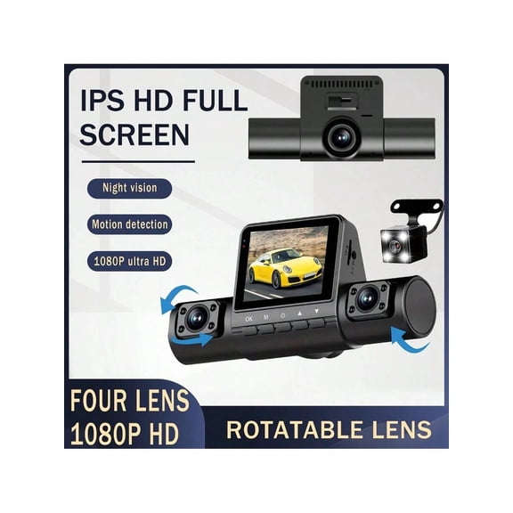 4 Channel Vehicle Camera, With1080P Car DVR Video Recorder Driving Dash Cam 1080P Front And 720P Left Right Rear Night Vision Loop Recording 24H Parking Monitor.