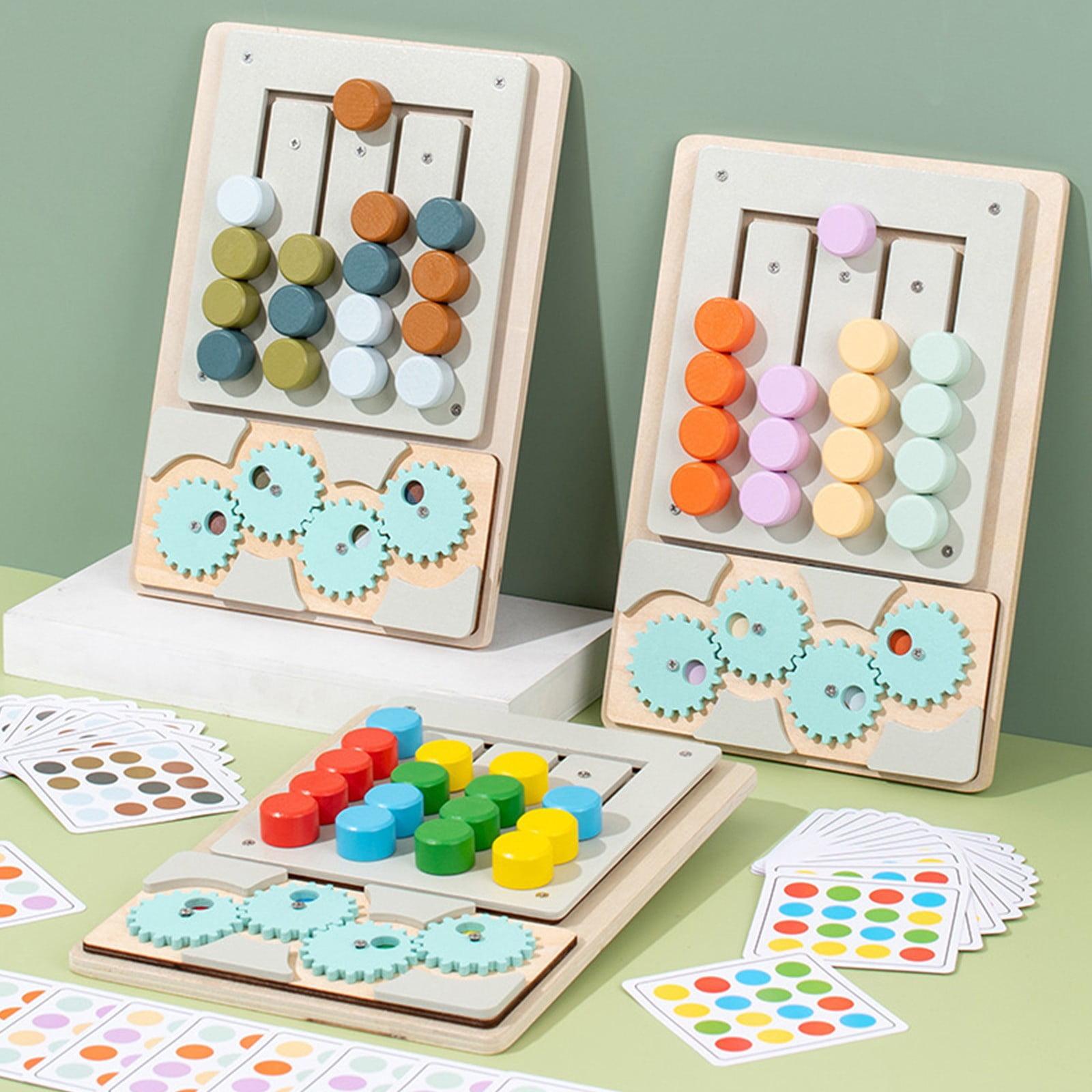 4-Channel Wooden Bead Maze Puzzle Board - Colorful Sorting & Matching ...