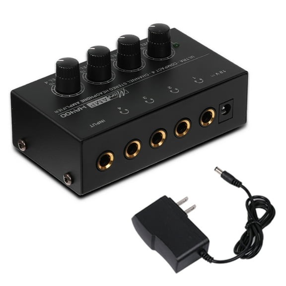 4 Channels Mini o Stereo Headphone Amplifier HA400 Ultra-Compact Audio Amplifier With Power Adapter US Plug Adapter