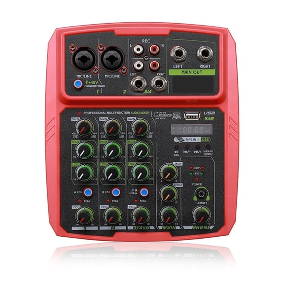 4 Channels Sound Mixer interface Professional Studio Recording Sound Card Mixing Console Microphone 48V Phantom Power