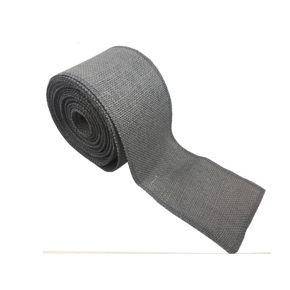 4 Charcoal Grey Burlap Ribbon 10 Yards Serged Made In Usa-,