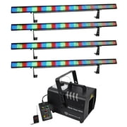 4 Chauvet COLORSTRIP DMX LED Multi-Color DJ Light Bars+1000 CFM Haze Machine