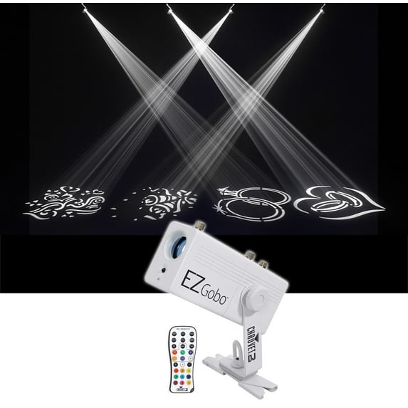 (4) Chauvet DJ EZ GOBO Rechargeable LED GOBO Projectors+Remote+Ceiling Clamps