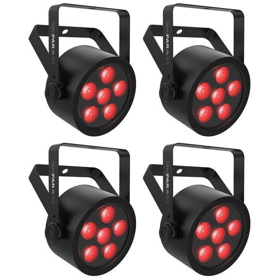 (4) Chauvet DJ SlimPAR H6 ILS RGBAW+UV LED DMX Par Can Party/Stage Wash Lights