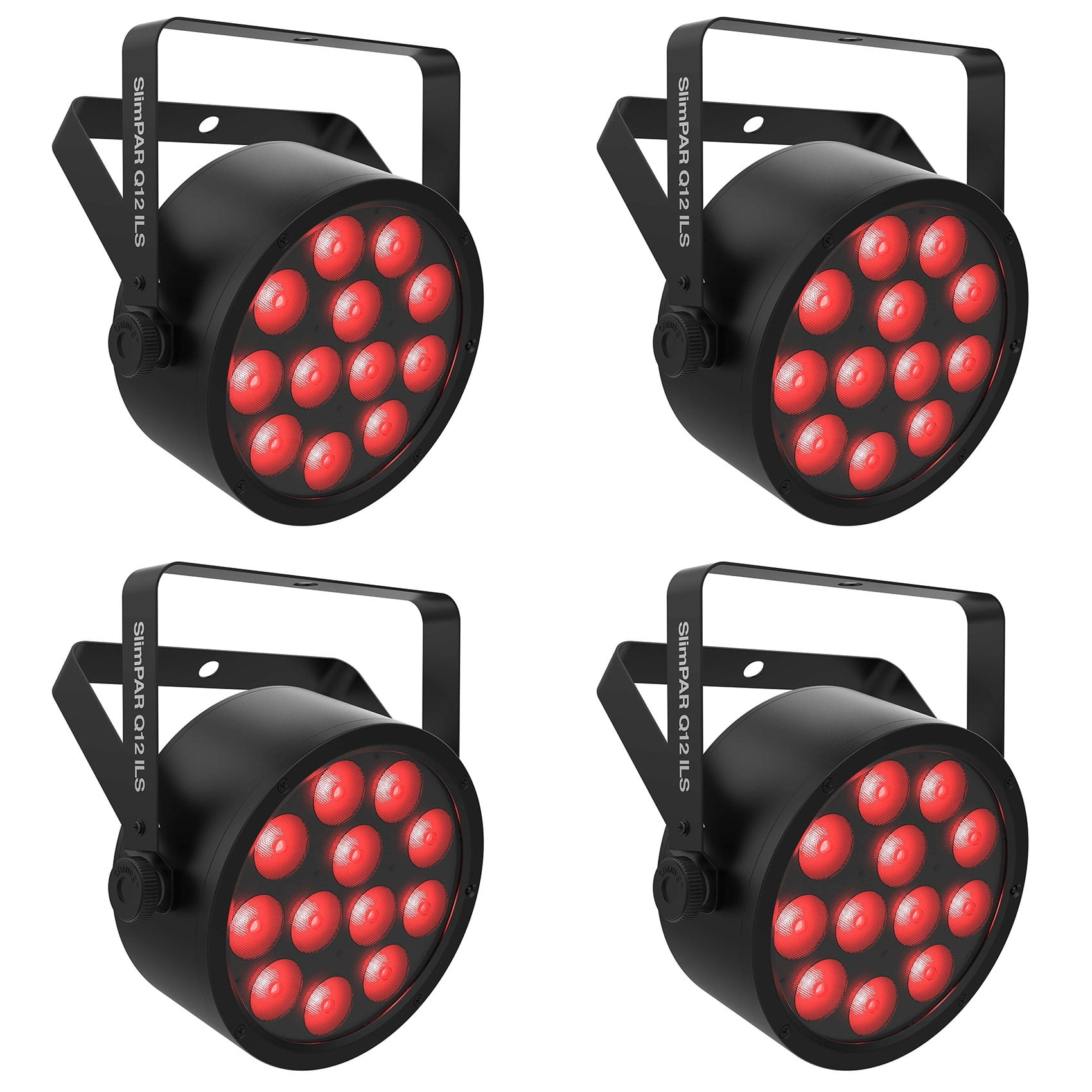 (4) Chauvet DJ SlimPAR Q12 ILS RGBA D-Fi USB DMX Par Can Party/Stage Wash Lights