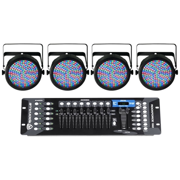 (4) Chauvet SLIMPAR64 Slim Par Can 64 Wash Lights+192 Channel DMX Controller