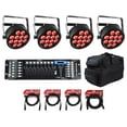 thumbnail image 1 of (4) Chauvet SlimPAR T12 BT Bluetooth Sound-Activated Wash Lights+Bag+Controller, 1 of 11
