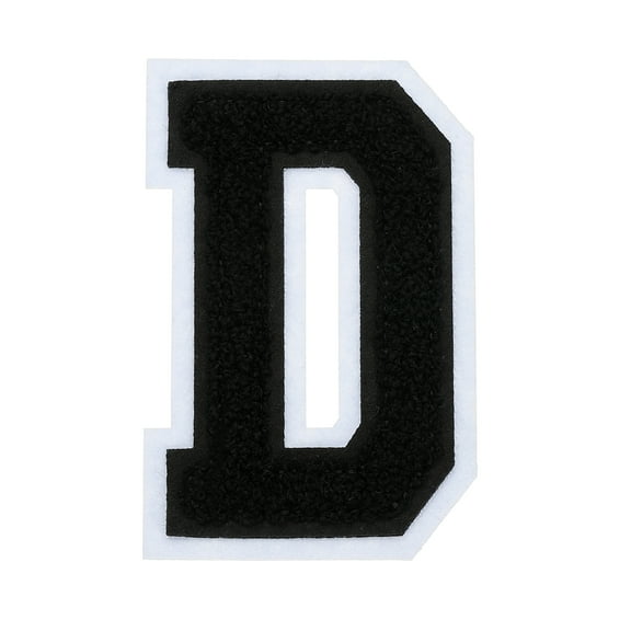 4" Chenille Letter Patches,Black Chenille Initial A-Z Patches (Letter D)