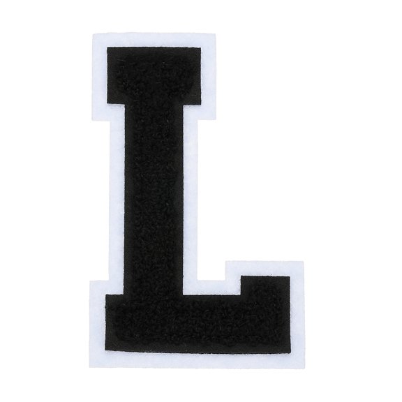 4" Chenille Letter Patches,Black Chenille Initial A-Z Patches (Letter L)