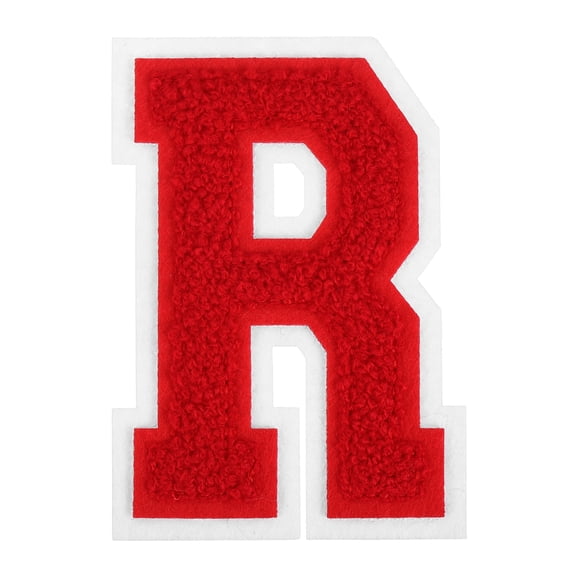 4" Chenille Letter Patches,Red Chenille Initial A-Z Patches (Letter R)