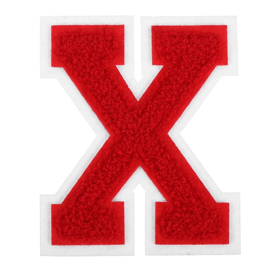 4" Chenille Letter Patches,Red Chenille Initial A-Z Patches (Letter X)