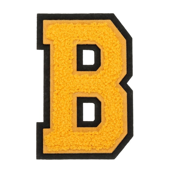 4" Chenille Letter Patches,Yellow Chenille Initial A-Z Patches (Letter B)