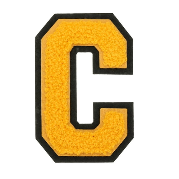 4" Chenille Letter Patches,Yellow Chenille Initial A-Z Patches (Letter C)