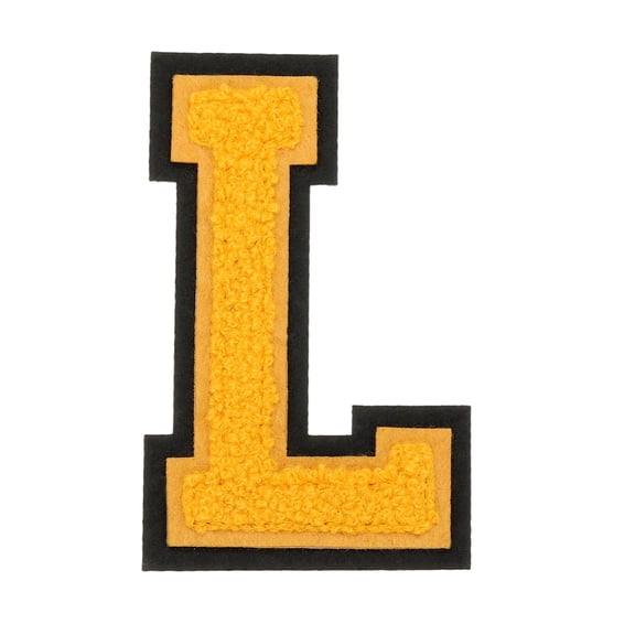 4" Chenille Letter Patches,Yellow Chenille Initial A-Z Patches (Letter L)