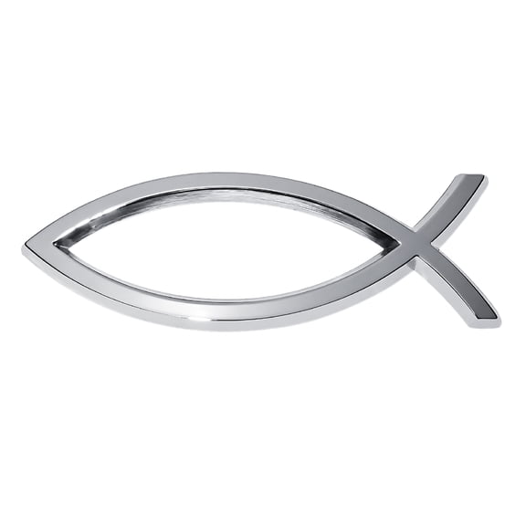 Cobra-Tek 3D Jesus Fish Car Emblem Decal Symbol Decorative Badge Sticker Decal ABS Chrome 4"X1.25"