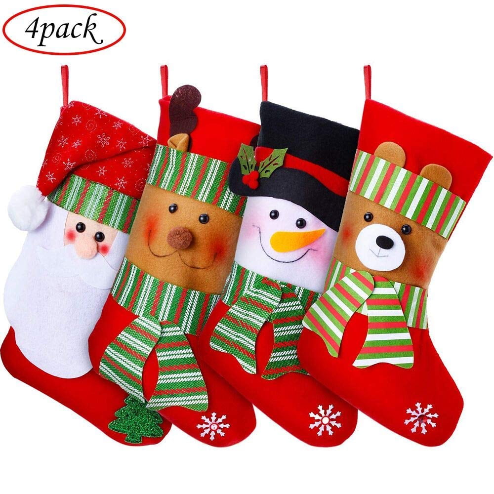 4 Christmas Stockings,15" Christmas Holiday Stockings with Christmas