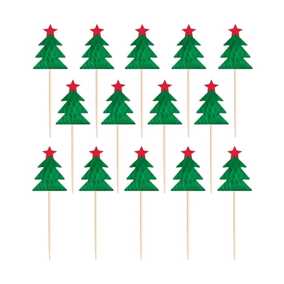4" Christmas Tree Honeycomb Party Picks - 12 Pack (400260)