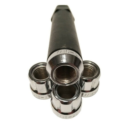 4 Chrome Lug Wheel Lock Nuts 7/16 Chevrolet Pontiac Oldsmobile + 6 Spline Key