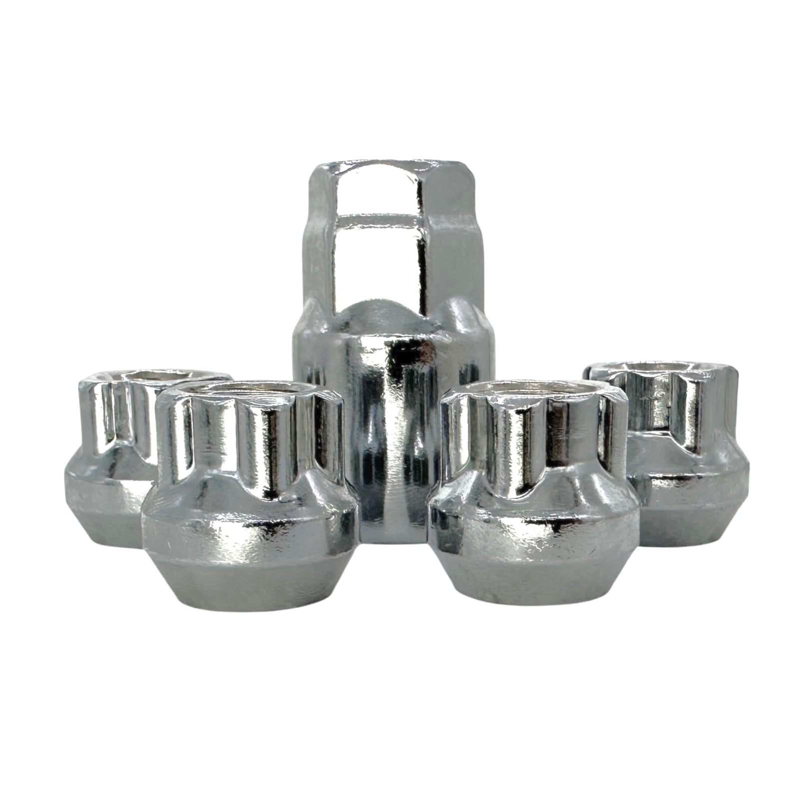 4 Chrome Open End 1/2-20 Bulge Acorn Locking Wheel Lug Nut Set with Key ...