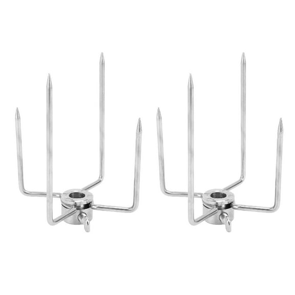 4,Claw Rotisserie Fork, Stainless Steel Meat Holder For 0.4" Spit Rod, BBQ Grill Accessory