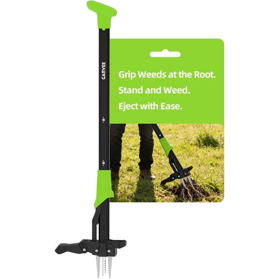 4-Claw Stand Up Weed Puller, Gardening Hand Weeding Tool, 40 in Handle, Green