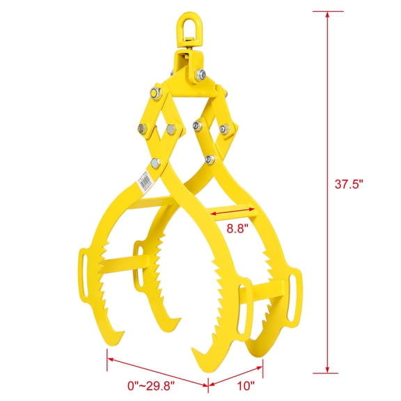 4 Claw Timber Log Lifting Logging Tongs Grabber Tong 28", Heavy Duty Solid Steel,
