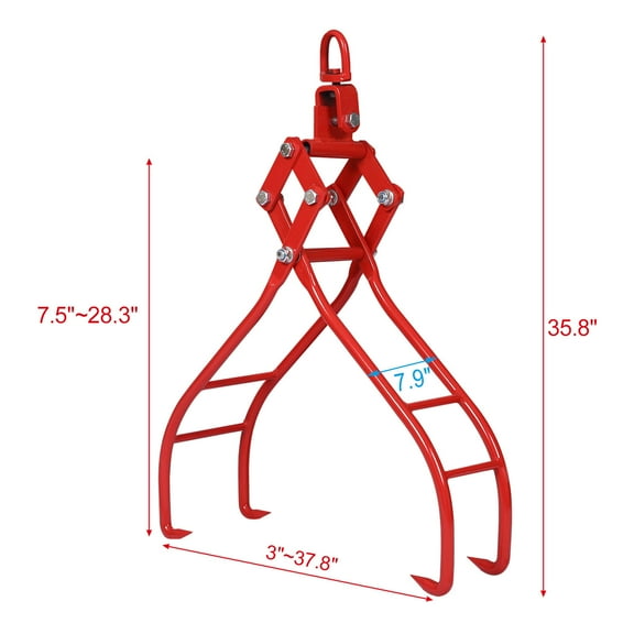 4 Claw Timber Log Lifting Logging Tongs Grabber Tong 28",