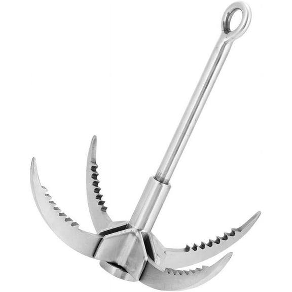 4 Claws Heavy-Duty Stainless Steel Folding Grappling Hook for Rock Climbing and Outdoor Survival - Compact and Portable Claw with Camping and Hunting Accessories
