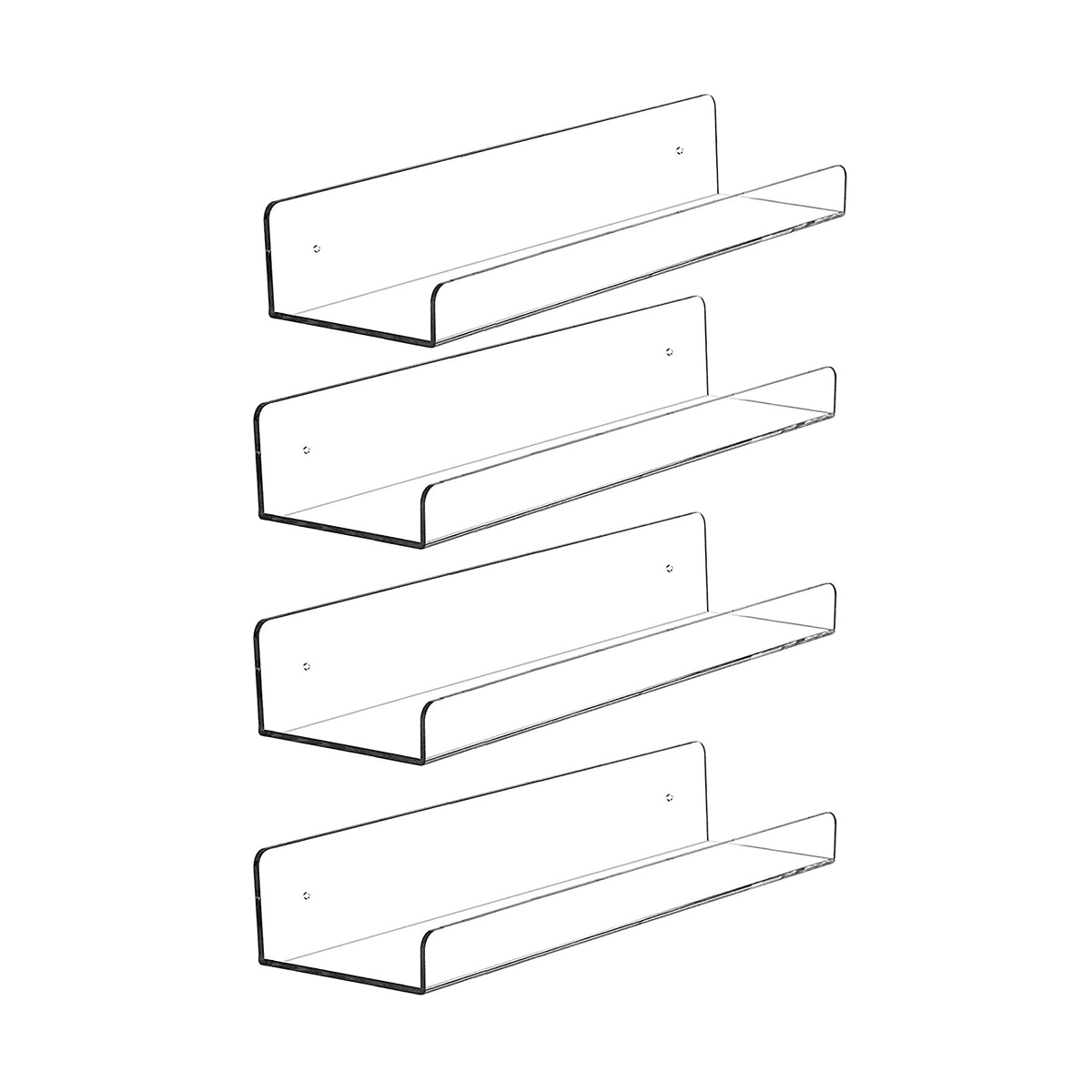 4 Clear Acrylic Shelves for Wall Storage, Floating Shelves Wall Mounted