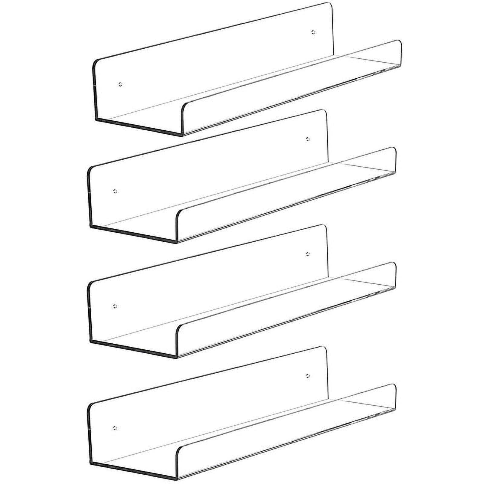 4 Clear Acrylic Shelves for Wall Storage, Floating Shelves Wall Mounted