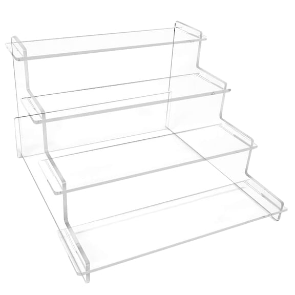 4 Clear Display Risers Stand, Organiser, Plastic Organiser for Cupcake, Dessert, Figure, Makeup, Desktop