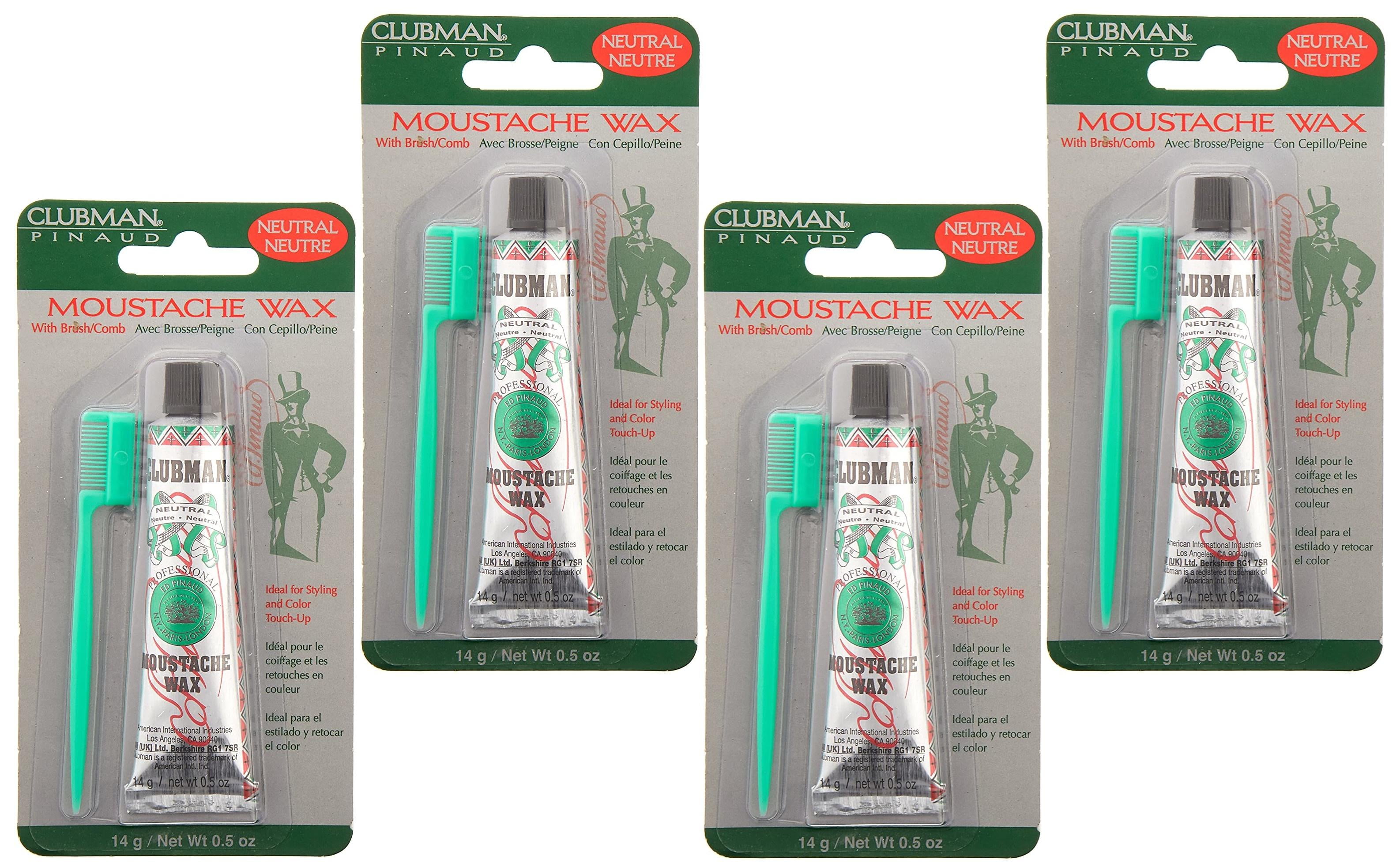 4 Clubman Pinaud Moustache Wax NEUTRAL 0.5 oz each SEALED