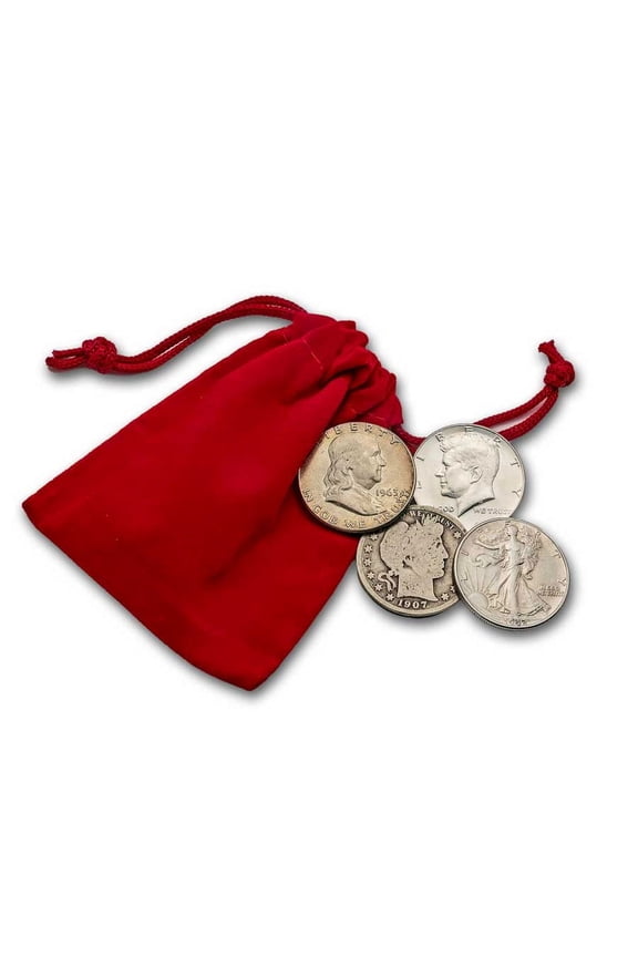 4-Coin 90% Silver Half-Dollar Set in Red Velvet Pouch