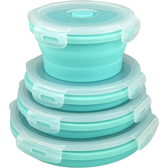 4 Collapsible Food Storage Containers With Lids, Rv Collapsible Bowls, Silicone Food Storage Containers, Camping Food Containers, Collapsible Containers for Food, Camping, Travel