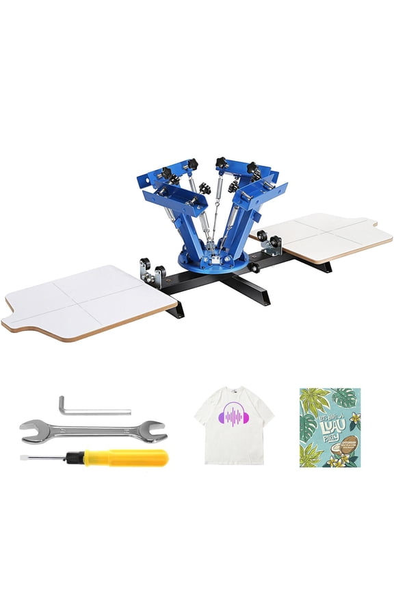4 Color 2 Station 360 Degree Rotating Screen Printing Machine 21.2x17.7 Inch 54x45cm Screen Double Layer Positioning Tray DIY T Shirt Printing