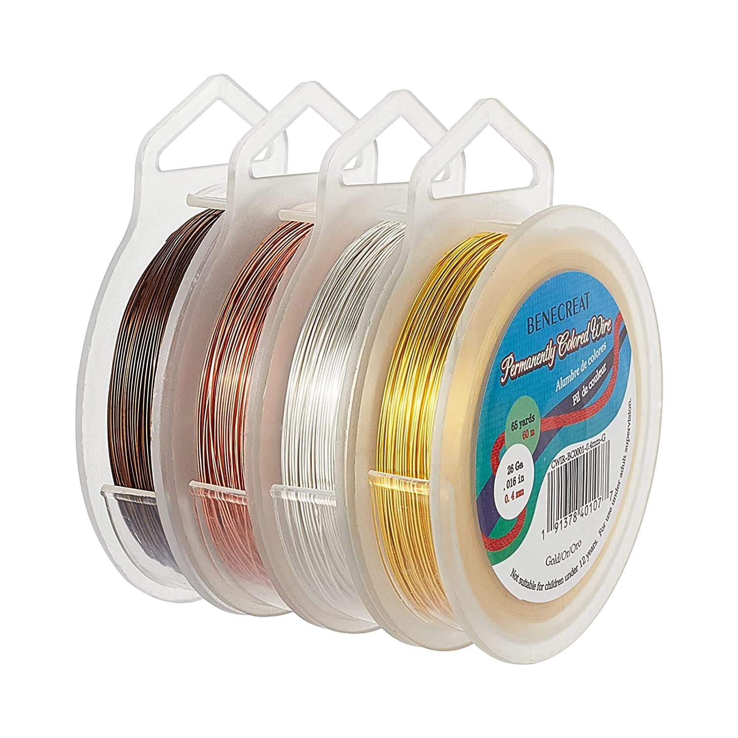 4 Color 262 Yards Silver Copper Wire 26 Gauge Resistant Jewelry Beading Wire Gold Craft Wire for Jewelry Making Supplies and Craft