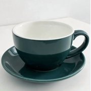 4-Color 300ml European-Style Reinforced Ceramic Coffee Cup & Saucer Set - Ideal for Latte Art & Coffee Enthusiasts