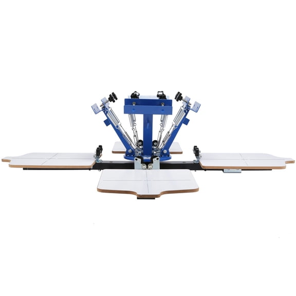 4 Color 4 Station Screen Printing Machine, 360 Degree Rotary Silk Screen Printing Press, Double-Layer Pallet, Cold Rolled Steel