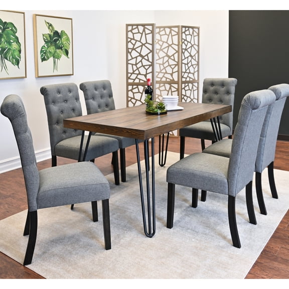 4 Color Choices, 7-Piece - Hairpin Table for Stability - Family Dinners - Enhanced Durability