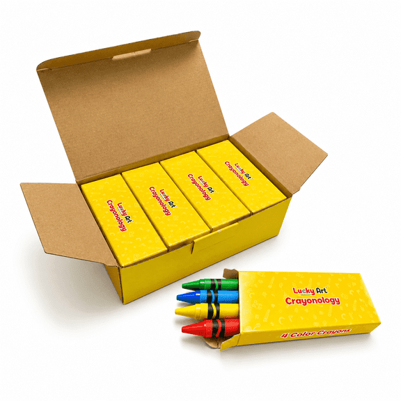 Lucky Art Crayonology Bulk Crayons 4-Color Boxed Sets – 20 Packs (80 Crayons), Non-Toxic Party Favors for Kids, Restaurant Crayons, Classroom Gifts, Ages 3+