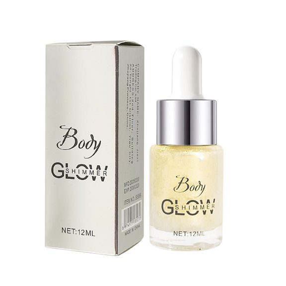 4-Color Face Body Glitter Oil, Drop Glitter for Eye Shadow, Cheeks Lips and Body Brightening , Glowing Liquid Highlighter Makeup, Non-Sticky Luminizer for Mardi Gras Festival, Concert, Party