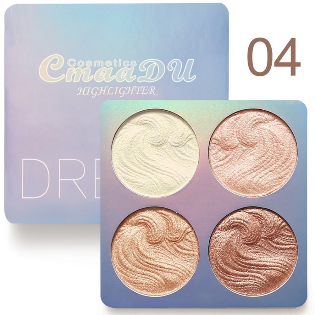 4 Color Highlight Palette 3D Body Glitter Highlighter Powder ...