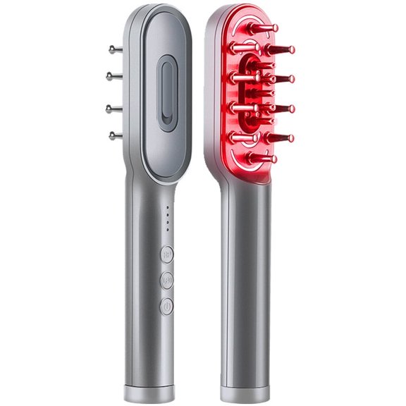 4-Color LED EMS RF Scalp Massage Comb,5 Detachable Spring Liquid Roller Pins
