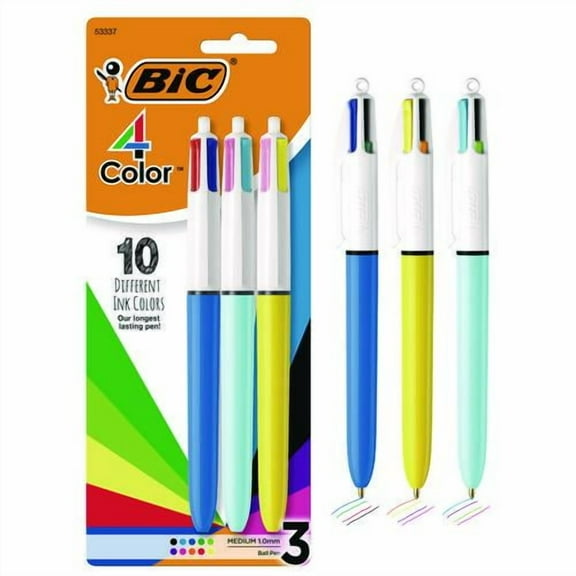 4-Color Multi-Color Ballpoint Pen, Retractable, Medium 1 mm, Assorted Ink and Barrel Colors, 3/Pack | Bundle of 2