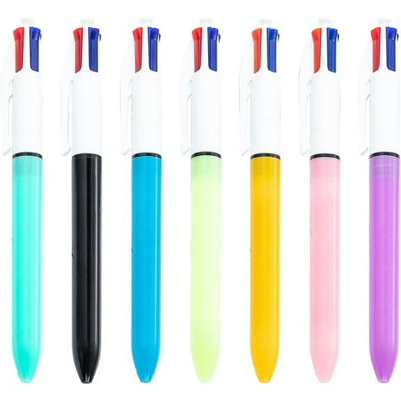 4-Color Retractable Ballpoint Pen with 1.0mm Precision Nib, Quick-Change Multicolor Ink for Highlighting and Organizing, Compact No-Cap Design Perfect for On-the-Go Use, 1 Pen, By Huiing