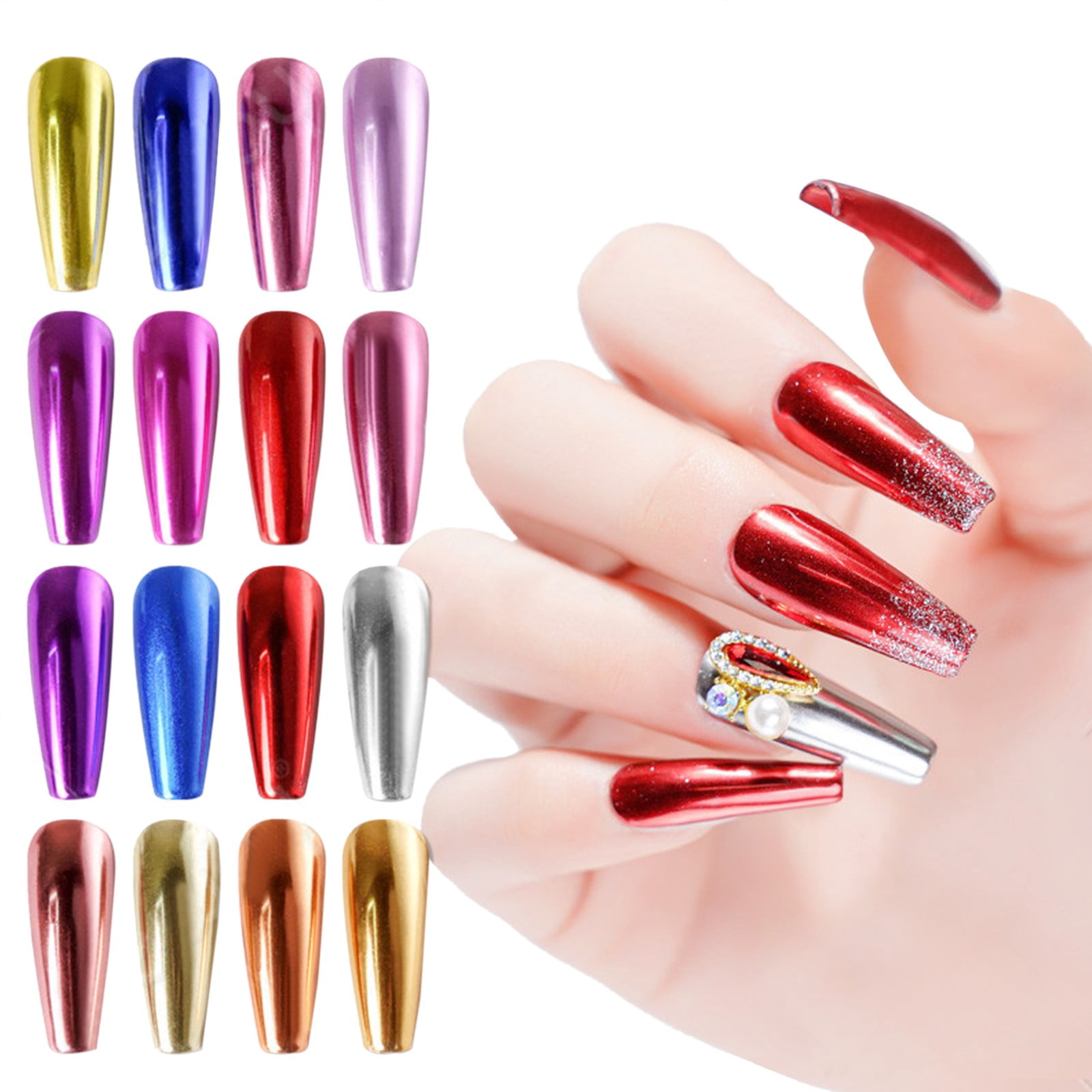 4 Color Solid Mirror Powder, Nail Powder Set, 1pc, High-Quality Durable ...