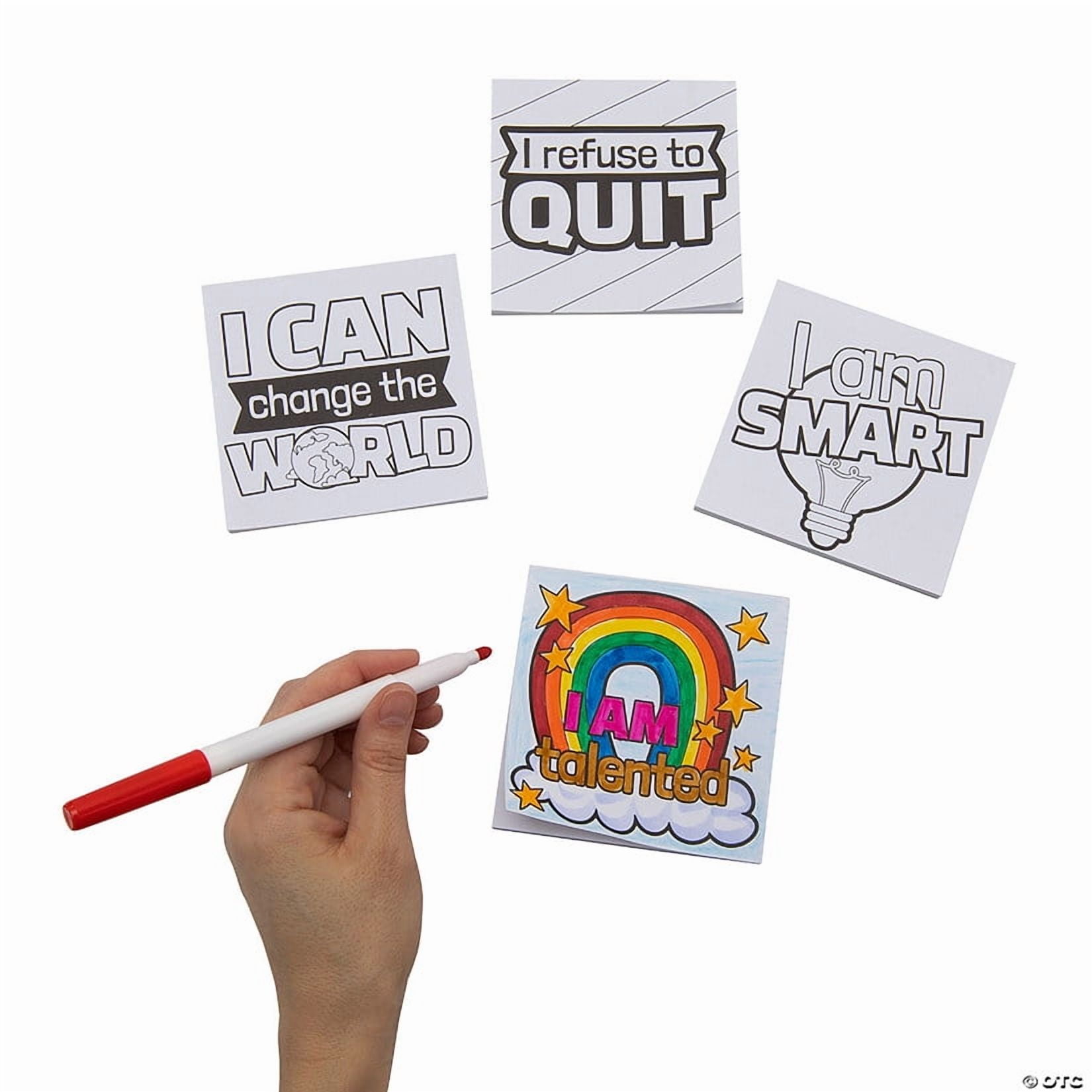 4" Color Your Own Positive Affirmations Paper Notepads - 24 Pieces