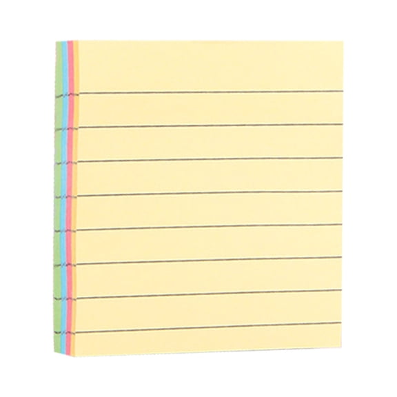 4 Colors 100 Sheets Colored Lined Sticky Notes Adhesive Ruled Memo`, Oimcto Note Taking Reminders and Message Leaving, Ink -Through, Smudging and Feathering, 2.99X2.99 Inch, Multicolor