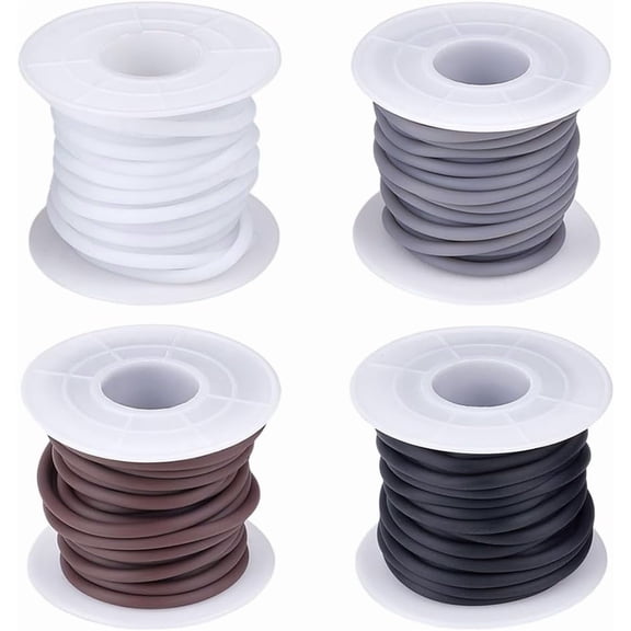 4 Colors 21.84 Yards Hollow Rubber Tube Cords 3mm Thick Round Elastic Cord with 1.5mm Hole Soft Jewelry Cord for DIY handcrafting